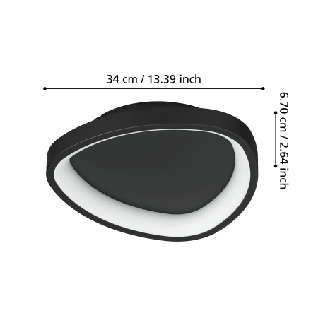 Aplica/Plafoniera EGLO Loretello 901584 LED 12W 2700-6500K 1440lm 220-240V,50/60Hz H 75mm x Ø350mm plastic/otel negru  IP20 [5]