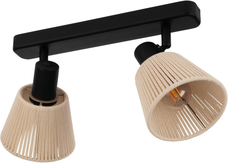 ILUMINAT INTERIOR - Aplica/Plafoniera EGLO Seagard 44139 E14 2X40W 220-240V,50/60Hz L 300mm x l 115mm x H 135mm otel negru tesatura crem IP20