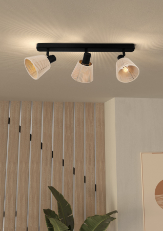 Aplica/Plafoniera EGLO Seagard 44141 E14 3X40W 220-240V,50/60Hz L 520mm x l 115mm x H 135mm otel negru tesatura crem IP20 [4]