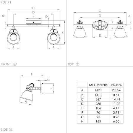 Aplica/Plafoniera EGLO Seras 900171 GU10 2X2,8W 220-240V,50/60Hz L 370mm x l 65mm otel alama periata/gold  IP20 [2]