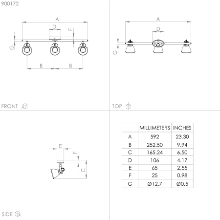 Aplica/Plafoniera EGLO Seras 900172 GU10 3X2,8W 220-240V,50/60Hz L 595mm x l 65mm otel alama periata/gold  IP20 [2]