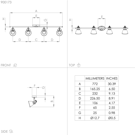 Aplica/Plafoniera EGLO Seras 900173 GU10 4X2,8W 220-240V,50/60Hz L 770mm x l 65mm otel alama periata/gold  IP20 [3]