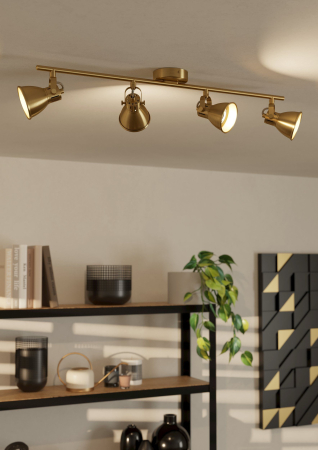 Aplica/Plafoniera EGLO Seras 900173 GU10 4X2,8W 220-240V,50/60Hz L 770mm x l 65mm otel alama periata/gold  IP20 [1]