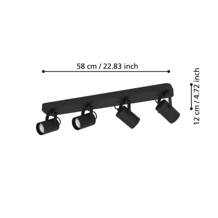 Aplica/Plafoniera EGLO Sorego 900333 GU10 4X2,8W 220-240V,50/60Hz L 580mm x l 100mm x H 120mm otel negru  IP20 [2]