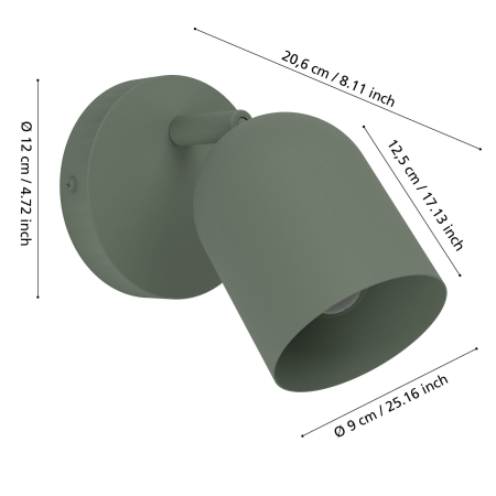 Aplica/Plafoniera EGLO Tilston 44132 E14 1X40W 220-240V,50/60Hz L 120mm x H 155mm otel verde  IP20 [4]