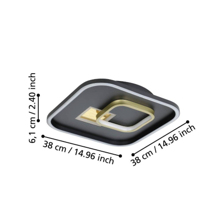 Aplica/Plafoniera EGLO Tiriolo 901245 LED;LED 16,2W;9,2W 4000K 2100;1150lm 220-240V,50/60Hz L 380mm x l 380mm x H 60mm plastic/otel negru/gold  IP20 [2]
