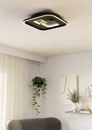 Aplica/Plafoniera EGLO Tiriolo 901245 LED;LED 16,2W;9,2W 4000K 2100;1150lm 220-240V,50/60Hz L 380mm x l 380mm x H 60mm plastic/otel negru/gold  IP20 [3]