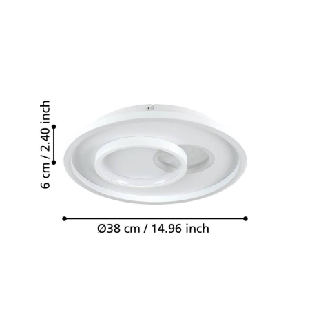 Aplica/Plafoniera EGLO Tiriolo 901246 LED;LED 14W;8,5W 4000K 1800;1050lm 220-240V,50/60Hz H 60mm x Ø380mm plastic/otel argintiu/alb  IP20 [2]