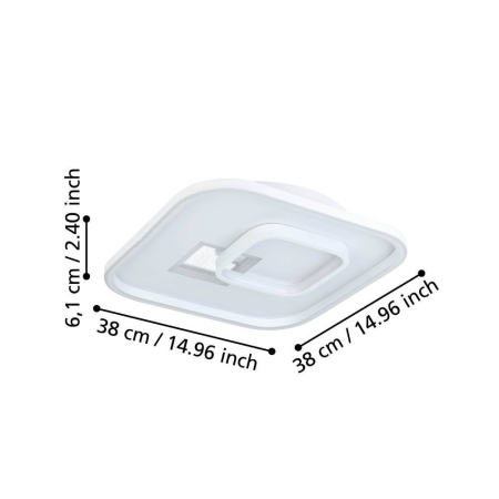 Aplica/Plafoniera EGLO Tiriolo 901247 LED;LED 16,2W;9,2W 4000K 2100;1150lm 220-240V,50/60Hz L 380mm x l 380mm x H 60mm plastic/otel argintiu/alb  IP20 [2]