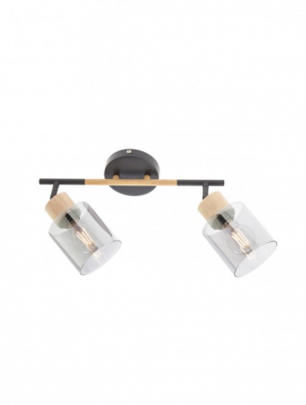 Moderne - Aplica/Plafoniera SMARTER HANSEN 04-528 E27 2x42W   Metal Negru Mat/Lemn IP20