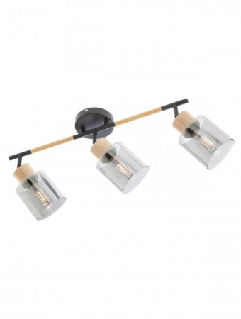 Moderne - Aplica/Plafoniera SMARTER HANSEN 04-529 E27 3x42W   Metal Negru Mat/Lemn IP20