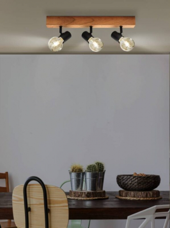 Aplica/Plafoniera EGLO Townshend 3 99479 E27 3X60W 220-240V,50/60Hz L 480mm x l 50mm otel/lemn negru/maro  IP20 [1]