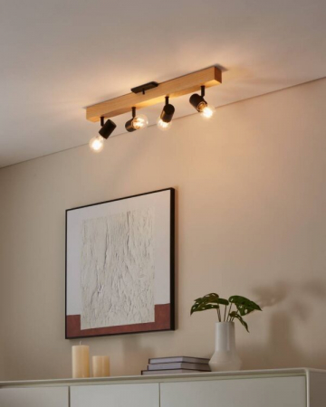 Aplica/Plafoniera EGLO Townshend 3 99481 E27 4X60W 220-240V,50/60Hz L 630mm x l 50mm otel/lemn negru/maro  IP20 [1]