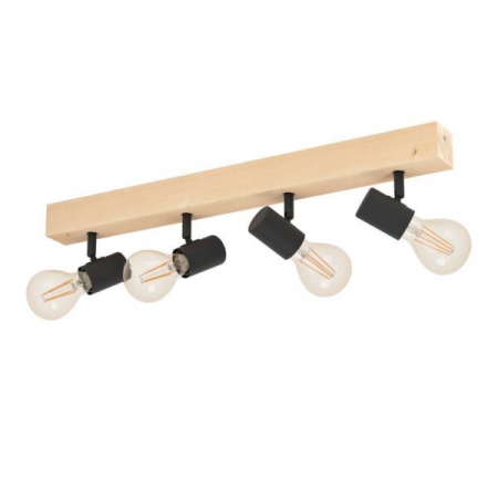 ILUMINAT INTERIOR - Aplică / Plafonieră TOWNSHEND 3 E27 4X60W IP20 lemn, oțel maro, negru