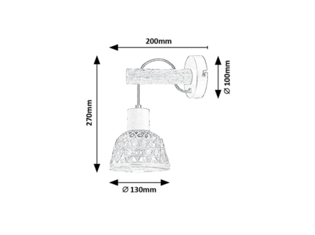 Aplica Rabalux Rattan E27 E27 1x MAX 15W   metal/ lemn black stil scandinav 230V, 50Hz IP20 71025 [4]