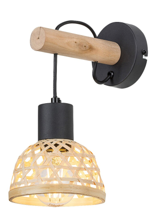 ILUMINAT - Aplica Rabalux Rattan E27 E27 1x MAX 15W   metal/ lemn black stil scandinav 230V, 50Hz IP20 71025