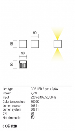 Aplica REDO Amplitude 01-1229 COB LED 7.7W 3000K 508lm IP20 Nedimabil Alb Mat [4]