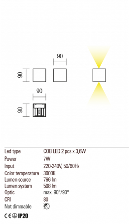 Aplica Redo AMPLITUDE  01-2809 Negru Mat LED 7W 508lm 3000K IP24 [1]
