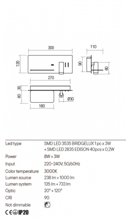 Aplica REDO BROOK 01-2985 LED 11W 3000K 868lm Nedimabil Metal Negru Mat IP20 [1]