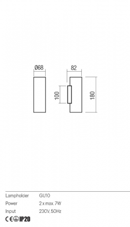 Aplica REDO CORINTH 01-3415 GU10 2x7W    Aluminiu Extrudat Negru Mat IP20 [1]