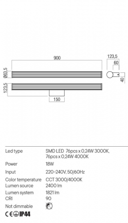 Aplica REDO DIZZY 01-3262 LED 18W 3000K/4000K 1821lm Nedimabil Aluminiu/Metal Alb Mat IP44 [1]