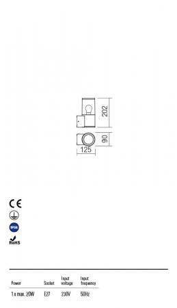 Aplica Redo FRED 90115 Gri inchis E27 1x20W   IP54 [1]