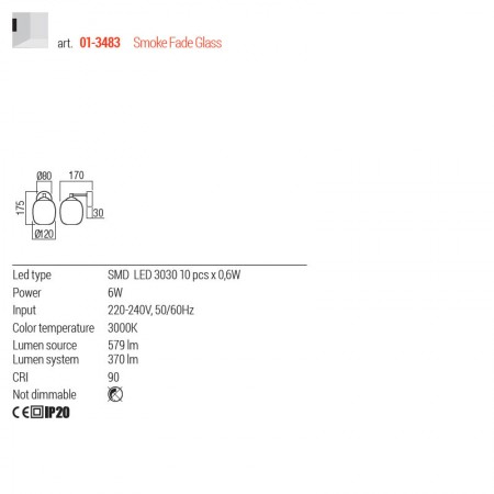 Aplica Redo Khadi, negru mat, LED, 6W, 370 lumeni, alb cald 3000K, 01-3483 [1]