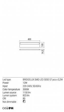 Aplica REDO KU 01-1766 LED 12W 3000K 823lm IP44 Nedimabil White [3]