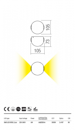Aplica Redo MILESTONE 90498 Gri inchis LED 6W 528lm 3000K IP54 [1]