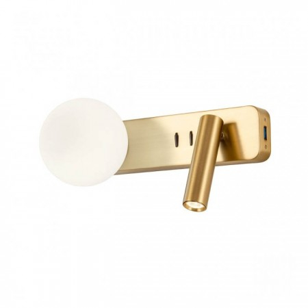 SPRING SALE - Aplica Redo Oasis, bronz periat, sticla, USB, 1XG9+LED 3W, 01-2992