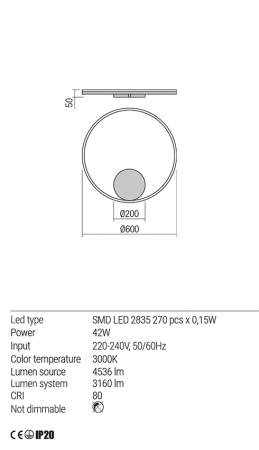 Aplica Redo Orbit LED Direct Light bronz  42W  4536/3160 lumeni  alb cald  3000K 01-1703 [2]