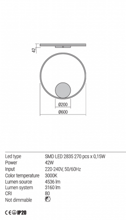 Aplica Redo Orbit LED Indirect Light bronz  42W  4536/3160 lumeni  alb cald  3000K 01-1705 [2]