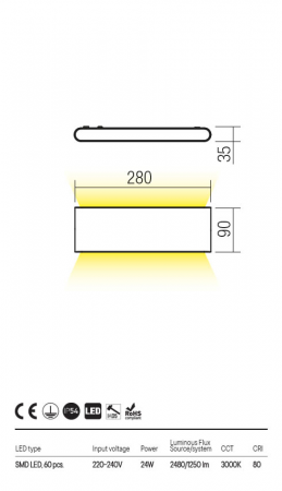 Aplica Redo POCKET 90451 Alb mat LED 24W 1250lm 3000K IP20 [1]