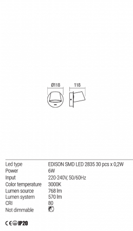 Aplica REDO Shaker 01-1739 LED 6W 3000K 570lm Ø118 IP20 Black [3]