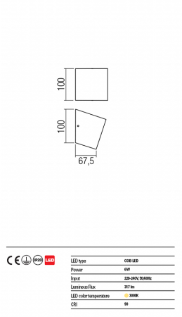 Aplica REDO Tobiko 01-1317 COB LED 6W 3000K 317lm IP20 Nedimabil Alb Mat [3]