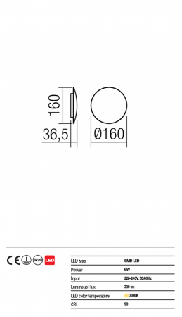 Aplica REDO Umbra 01-1331 SMD LED 6W 3000K 330lm IP20 Nedimabil Alb Mat [3]