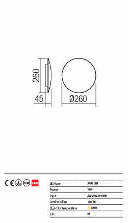 Aplica REDO Umbra 01-1335 SMD LED 18W 3000K 1265lm IP20 Nedimabil Alb Mat [2]