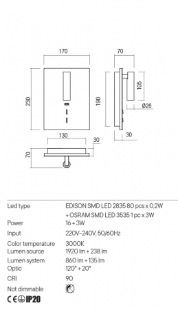 Aplica Redo ZEN 01-2996 Brush Bronze LED 19W 995lm 3000K IP20 [1]