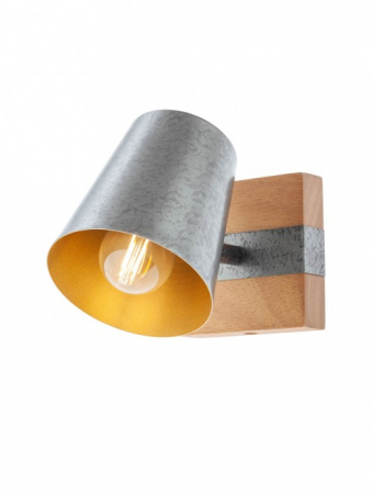 Moderne - Aplica Smarter Oaker, lemn, metal argintiu, 1XE14, 01-3494