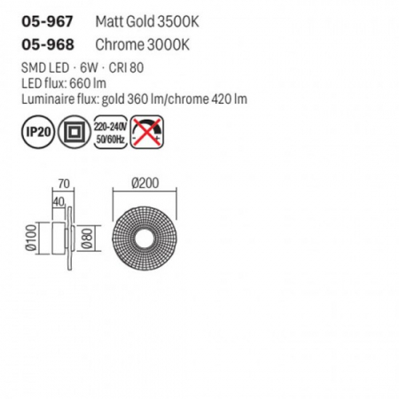 Aplica Smarter Reef, aur mat, LED, 6W, 360 lumeni, alb cald 3000K, 05-967 [1]