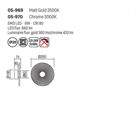 Aplica Smarter Reef, crom, LED, 6W, 360 lumeni, alb cald 3000K, D.25 cm, 05-970 [1]