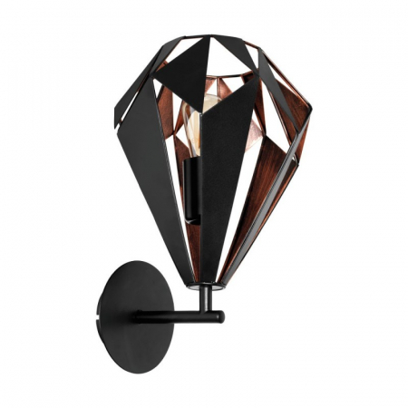BLACK FRIDAY 2024 - Aplica Vintage EGLO CARLTON 1 49992, 60W E27, Negru/Cupru