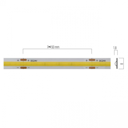 Banda flexibila LED LINEAR COB Arelux xsolis IP20 5m 24V DC 40W 256 LED/m 746 lm/m 4000K IP20 [1]