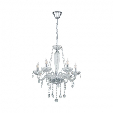Lustra EGLO Basilano 1 39099 E14 6X40W 220-240V,50/60Hz H 1300mm x Ø720mm otel crom sticla transparenta IP20