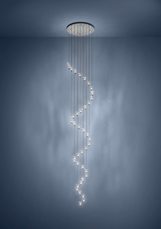 Candelabru EGLO COMAREIRA LED 40X2.1W IP20 390492, lungime 5m Ø780mm, reglare în 3 trepte din întrerupător, alb reglabil, oțel nichel negru [1]