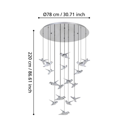 Candelabru EGLO PARATEBUENO 1 LED 17X3W 3000K IP20 390402, oţel, crom [1]