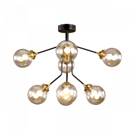Moderne - Candelabru Elmark Bubbles, metal, negru, sticla amber, 8xE14, 955BUBBLES8