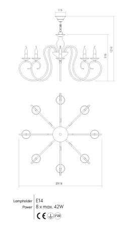 Candelabru Incanti Circe 8xE14 ICI C8 01 Metal Alb lucios IP20 [1]