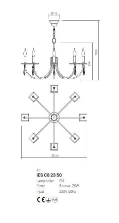 Candelabru Incanti Elisir 8xE14 IES C8 23 50 Metal Alama Cristal IP20 [1]