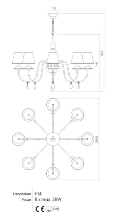 Candelabru Incanti Elizee IEL C8 22 06 E14 8x28W Metal BLACK IP20 [1]